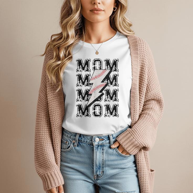 Baseball MOM Lightning Bolt Tshirt Retro Women T-Shirt