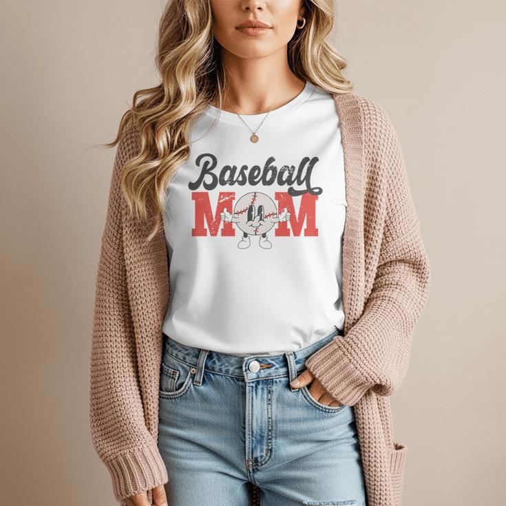 Baseball Mom Retro Distressed Baseball Family Matching Women T-Shirt