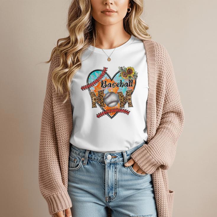 Baseball Mom Valentine Leopard Heart Softball Mother's Day Women T-Shirt Baseball Mom Valentine Leopard Heart Softball Mother's Day Women T-Shirt