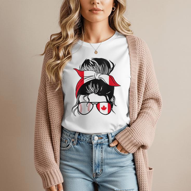 Canadian Baseball Mom Canada Flag Baseball Girl Women T-Shirt Canadian Baseball Mom Canada Flag Baseball Girl Women T-Shirt