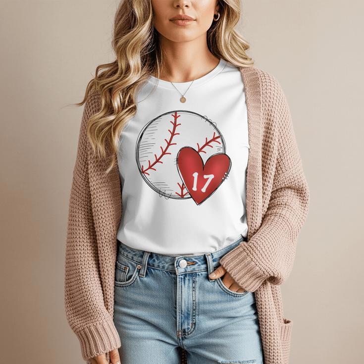 Custom Baseball Mom Number 17 Heart For Mom Mommy Premium Women T-Shirt Custom Baseball Mom Number 17 Heart For Mom Mommy Premium Women T-Shirt