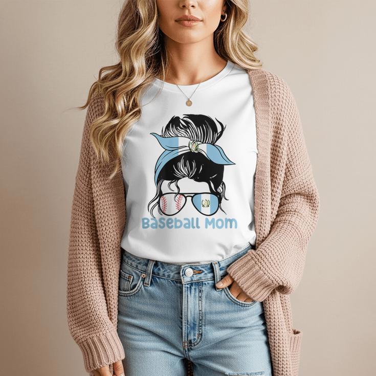 Guatemala Baseball Mom Messy Bun Women T-Shirt Guatemala Baseball Mom Messy Bun Women T-Shirt