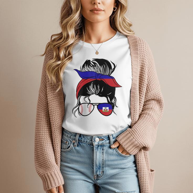 Haitian Baseball Mom Haiti Flag Baseball Girl Women T-Shirt Haitian Baseball Mom Haiti Flag Baseball Girl Women T-Shirt