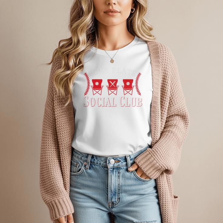 Home Plate Social Club Softball Season Baseball Mom Premium Women T-Shirt