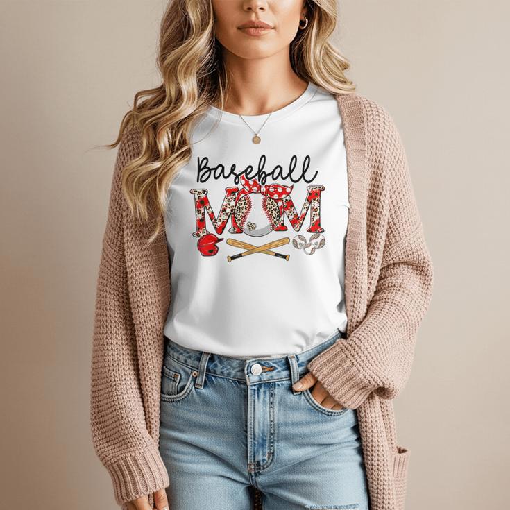Leopard Baseball Mom Game Day Vibes Mother's Day Women T-Shirt