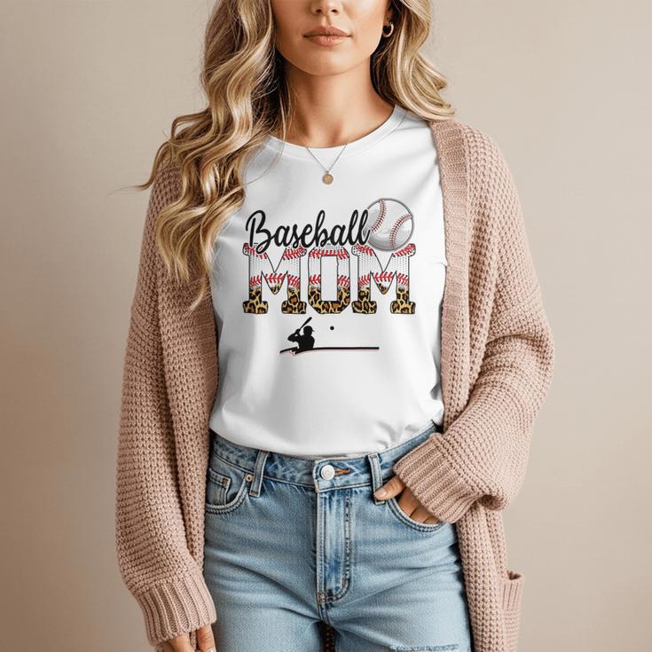 Leopard Baseball Mom Mama Mommy Sport Women T-Shirt