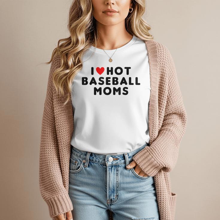 I Love Hot Baseball Moms Red Heart Women T-Shirt I Love Hot Baseball Moms Red Heart Women T-Shirt