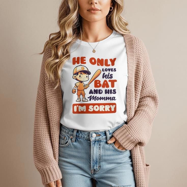 Loves Bat And His Momma Baseball Mom Women T-Shirt Loves Bat And His Momma Baseball Mom Women T-Shirt