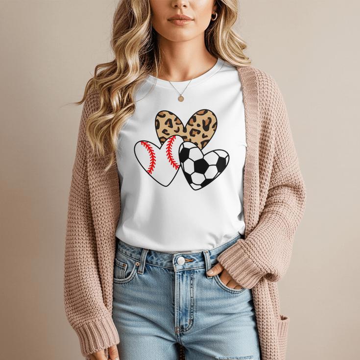 Soccer Baseball Heart Soccer Baseball Mom Women T-Shirt Soccer Baseball Heart Soccer Baseball Mom Women T-Shirt