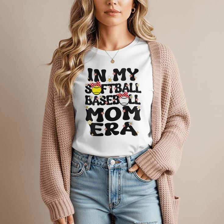 In My Softball Baseball Mom Era Retro Groovy Mom Of Both Women T-Shirt In My Softball Baseball Mom Era Retro Groovy Mom Of Both Women T-Shirt