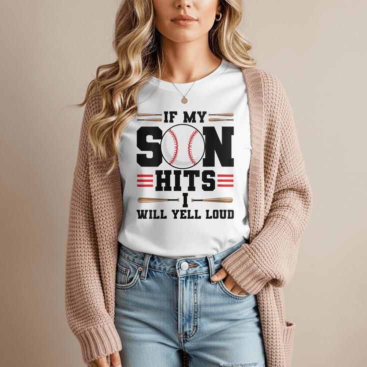 If My Son Hits I Will Yell Loud Baseball Mom Women T-Shirt
