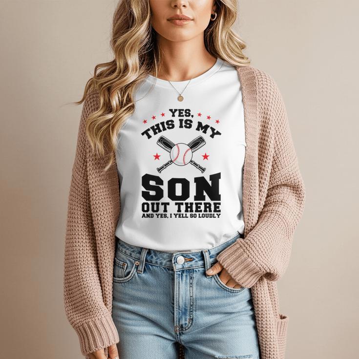 Yes This Is My Son Out There Baseball Mom Women T-Shirt