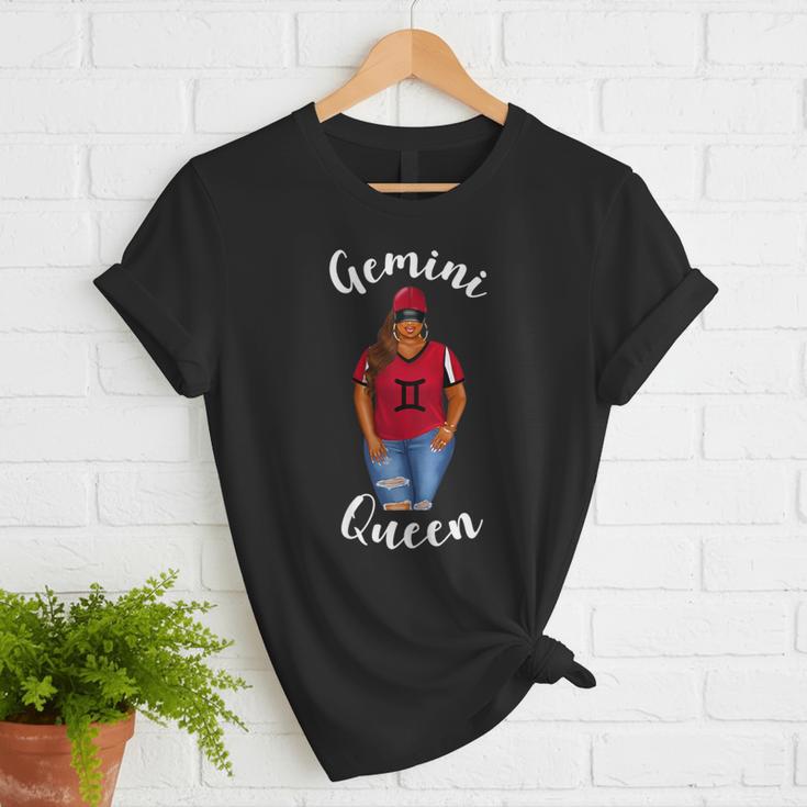 African American Baseball Mom Gemini Queen Zodiac Sign Women T-Shirt