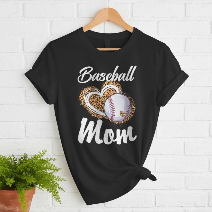 Baseball Mom Grandma Leopard Baseball Lover Fan Women T-Shirt