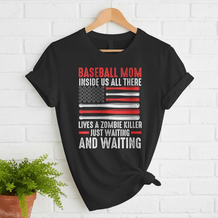 Baseball Mom Inside Us All There Lives a Zombie Sport Women T-Shirt