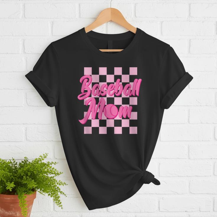 Baseball Mom And Pink Grid Sports Mother Mama Player Women T-Shirt Baseball Mom And Pink Grid Sports Mother Mama Player Women T-Shirt