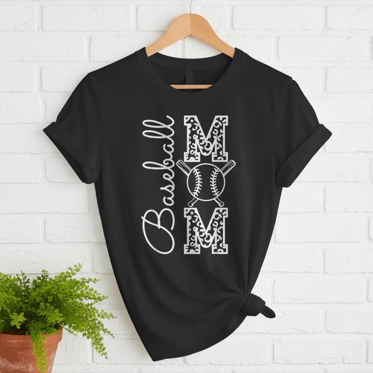 Baseball Mom Tee Leopard Mother's Day Grandma Women T-Shirt