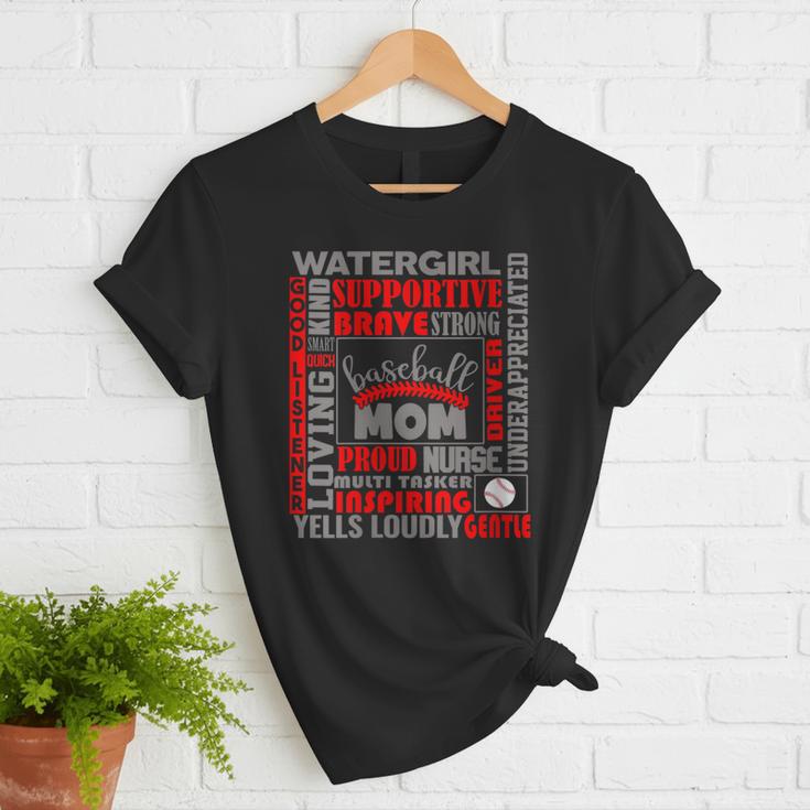 Baseball Mom Traits For Great Mothers Grey And Red Women T-Shirt Baseball Mom Traits For Great Mothers Grey And Red Women T-Shirt