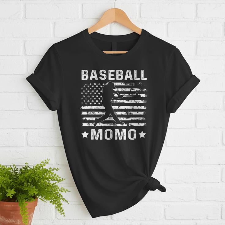 Baseball Momo Mom USA Flag 4th Of July Women T-Shirt Baseball Momo Mom USA Flag 4th Of July Women T-Shirt