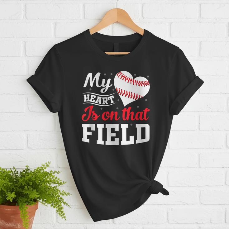 My Heart Is On That Field Baseball Player Baseball Mom Women T-Shirt