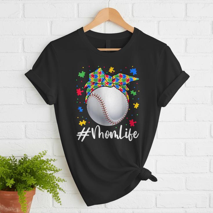 Messy Ball Puzzle Baseball Mom Life Autism Awareness Month Women T-Shirt