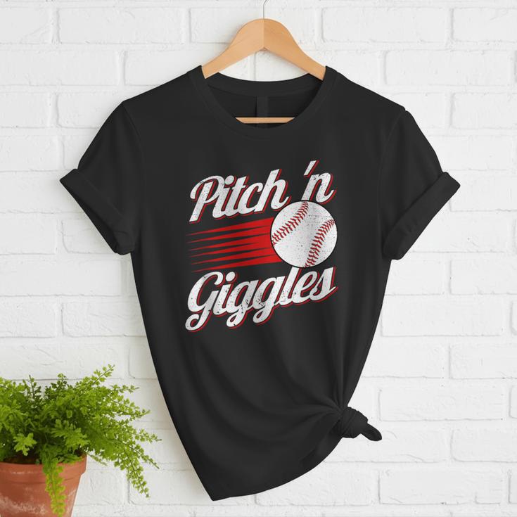Pitch 'n Giggles Baseball Player Women Baseball Mom Women T-Shirt Pitch 'n Giggles Baseball Player Women Baseball Mom Women T-Shirt