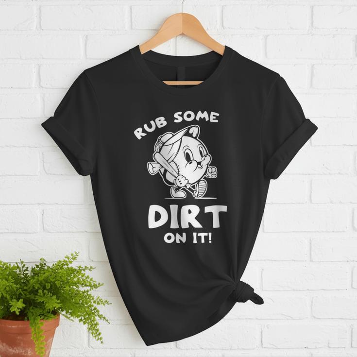 Rub Some Dirt On It Cute Girls Retro Baseball Mom Softball Women T-Shirt