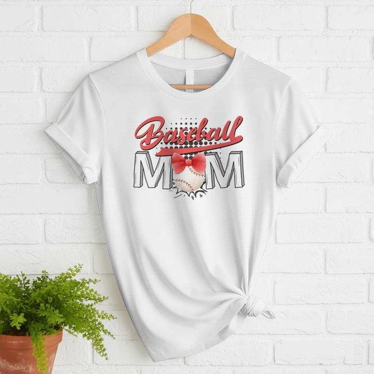Baseball Mom Coquette Pink Bow Baseball Mama Premium Women T-Shirt