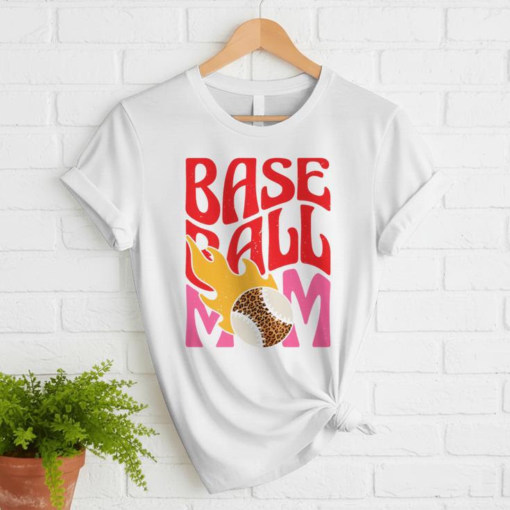 Baseball Mom Game Day Trendy Pink Leopard Mama Premium Women T-Shirt
