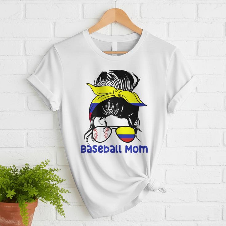 Colombia Baseball Mom Messy Bun Women T-Shirt Colombia Baseball Mom Messy Bun Women T-Shirt