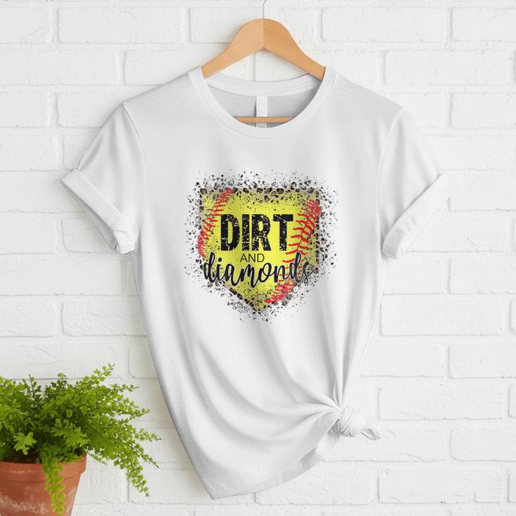 Dirt And Diamonds Baseball Leopard Baseball Mom Women T-Shirt