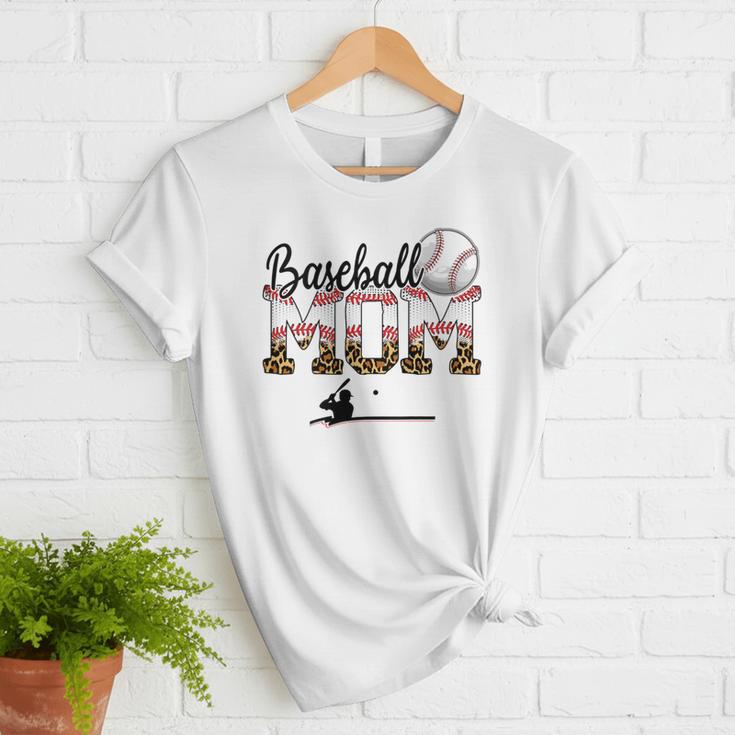 Leopard Baseball Mom Mama Mommy Sport Women T-Shirt