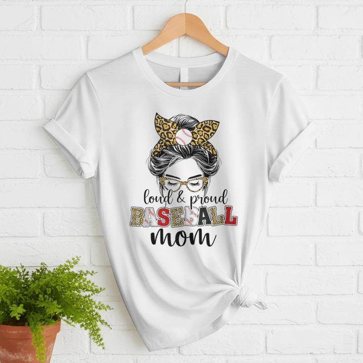 Loud And Proud Baseball Mom Messy Bun Leopard Baseball Mom Women T-Shirt Loud And Proud Baseball Mom Messy Bun Leopard Baseball Mom Women T-Shirt