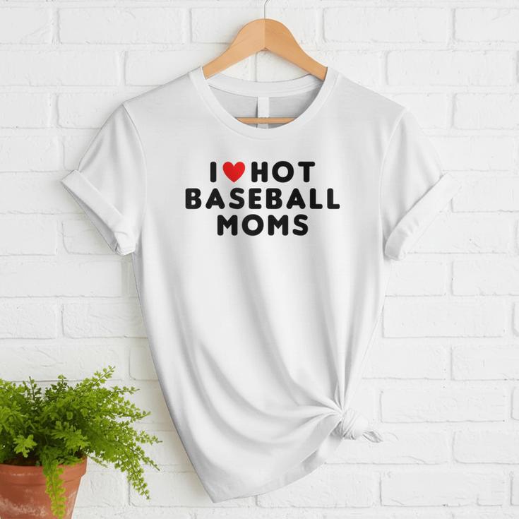 I Love Hot Baseball Moms Red Heart Women T-Shirt I Love Hot Baseball Moms Red Heart Women T-Shirt