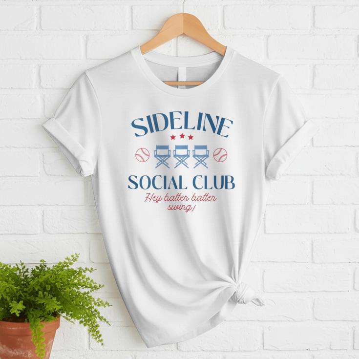 Spring 2025 Swing Batter Baseball Mom Sideline Social Club Women T-Shirt Spring 2025 Swing Batter Baseball Mom Sideline Social Club Women T-Shirt