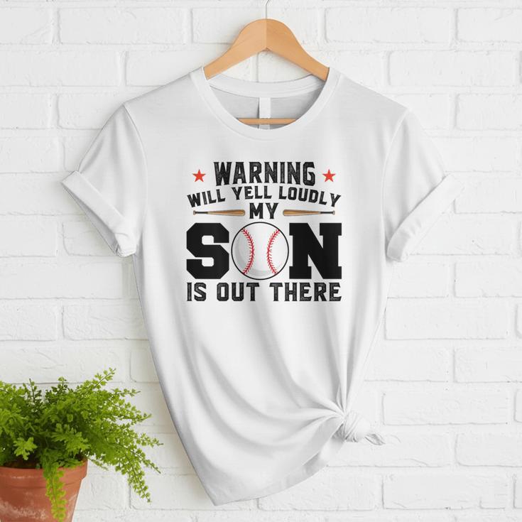 Warning Will Yell Loudly My Son Baseball Mom Women T-Shirt