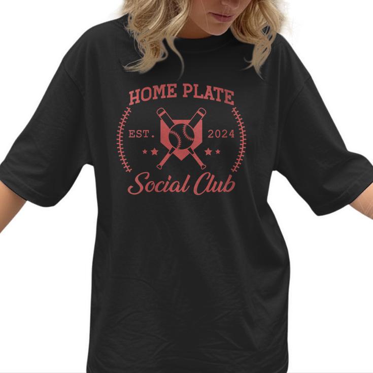 2024 Home Plate Social Club Softball Season Tee Baseball Mom Women T-Shirt
