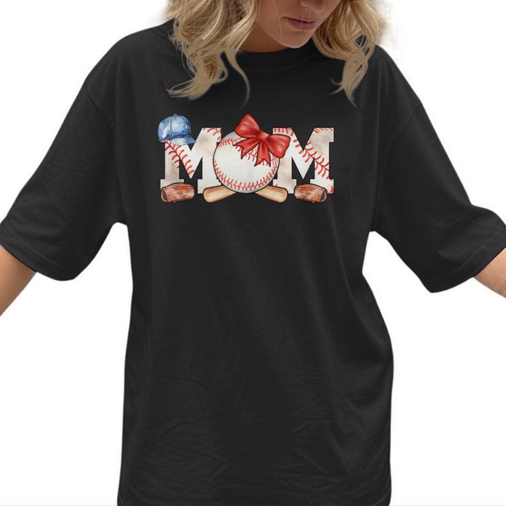 Ball Mom Bow Tie Baseball Mom Women T-Shirt 