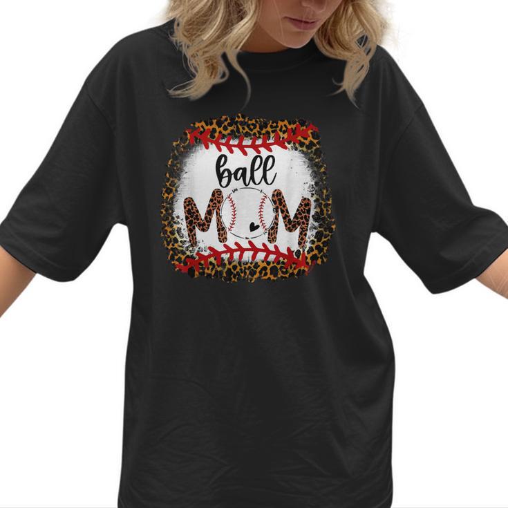 Ball Mom Leopard Ball Mom Baseball Mom Women T-Shirt