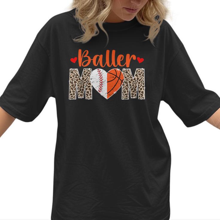 Baller Mom Leopard Basketball Baseball Mom Women T-Shirt 