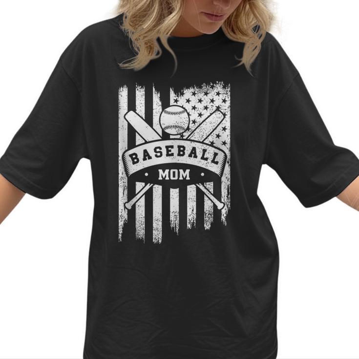 Baseball MOM Cool USA American Flag Family Reunion Women T-Shirt