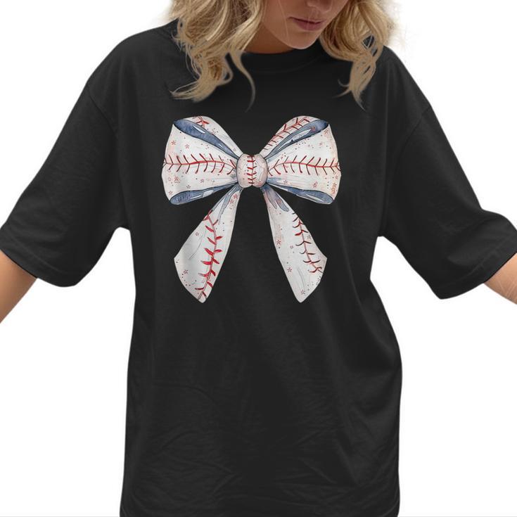 Baseball Mom Coquette Bow Baseball Mama Women T-Shirt