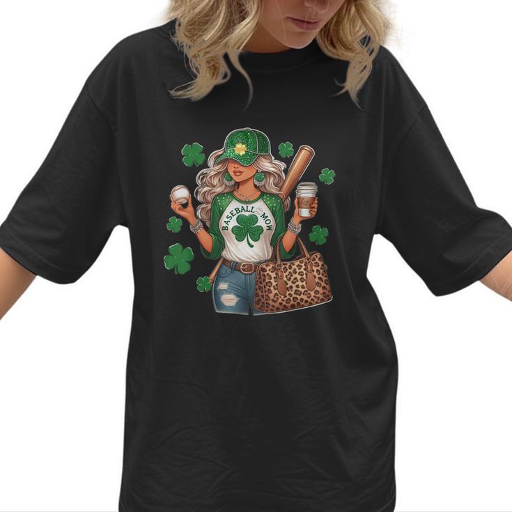 Baseball Mom Green Shamrock St Patrick Day Women Women T-Shirt 