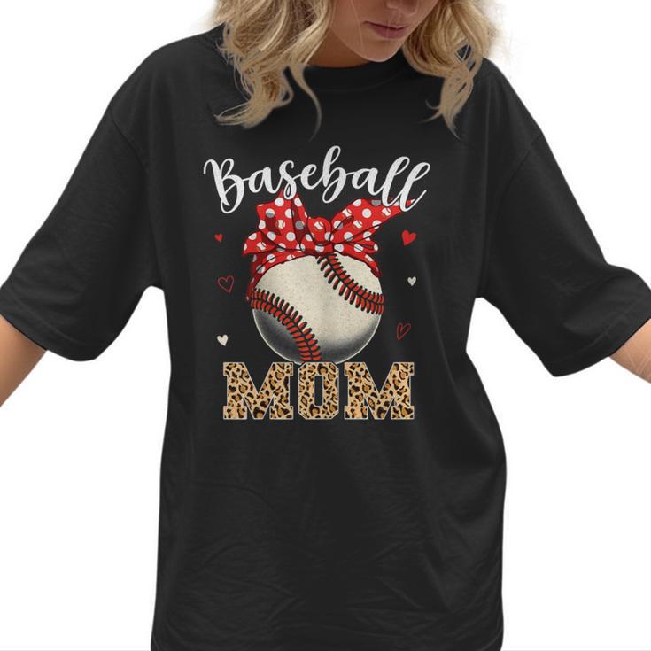 Baseball Mom Headband Leopard Baseball Ball Mother's Day Women T-Shirt