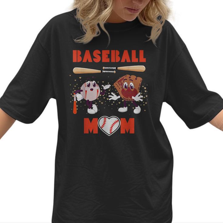 Baseball Mom Heart Baseball Mama Mother's Day Women T-Shirt