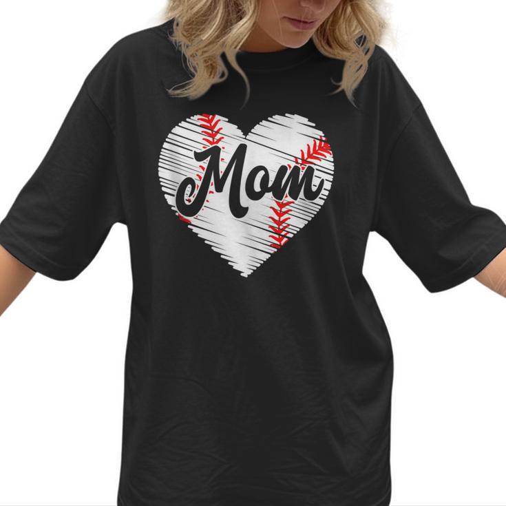 Baseball Mom Heart Mother's Day Mom Grandma Mama Boys Girls Women T-Shirt