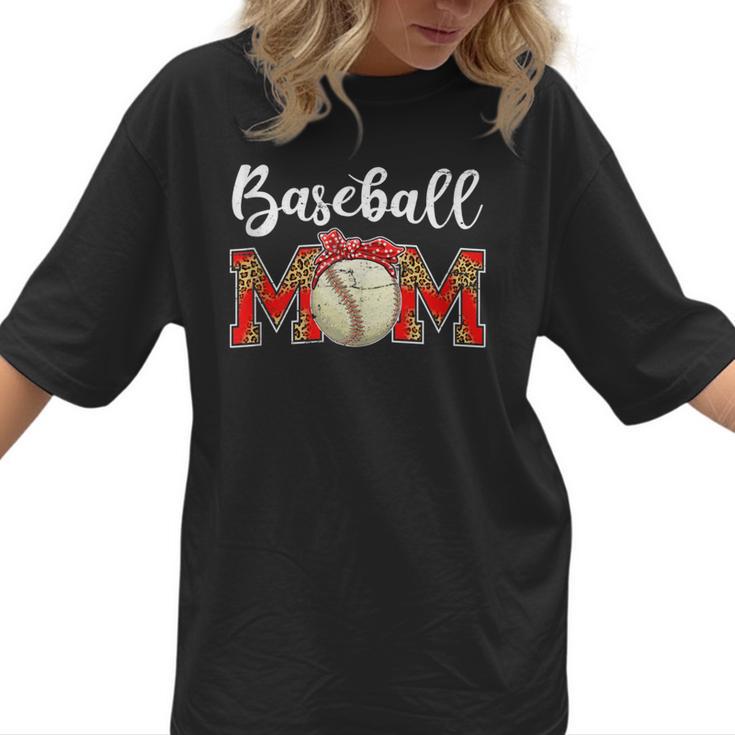 Baseball Mom Leopard Game Day Mom Life Mother's Day Women T-Shirt