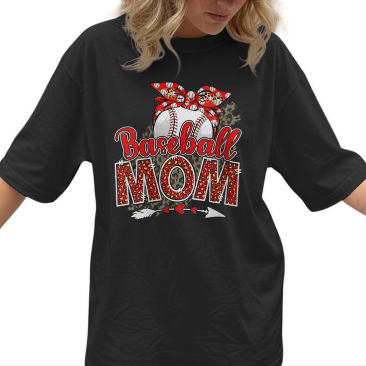 Baseball Mom Mama Mother's Day Leopard Sport Mom Mama Women T-Shirt