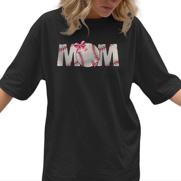Baseball Mom With Pink Bow Women T-Shirt 