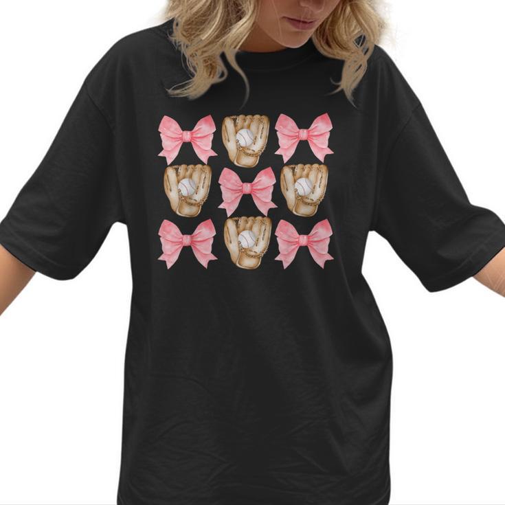 Baseball Mom Sister Tween Teen Girl Girly Pink Bow Preppy Women T-Shirt
